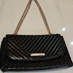 Topshop Black Quilted Chevron Shoulder Bag